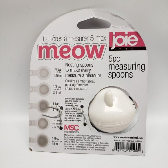 New Joie Cat Measuring Spoon Set Meow 5 Piece White - Picture 5 of 15